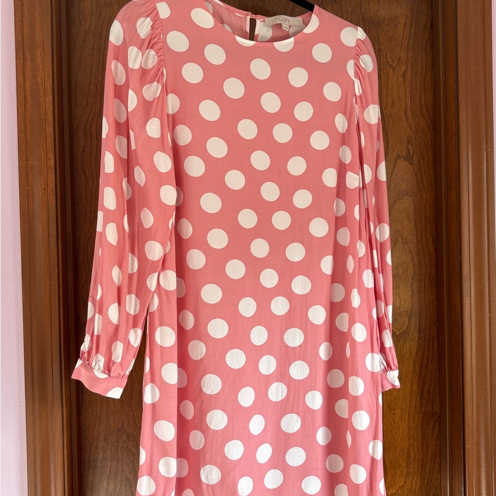 LOFT Pink Polka Dot Dress